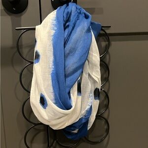 Blue and White Scarf with Black Dots. Multi color as well.